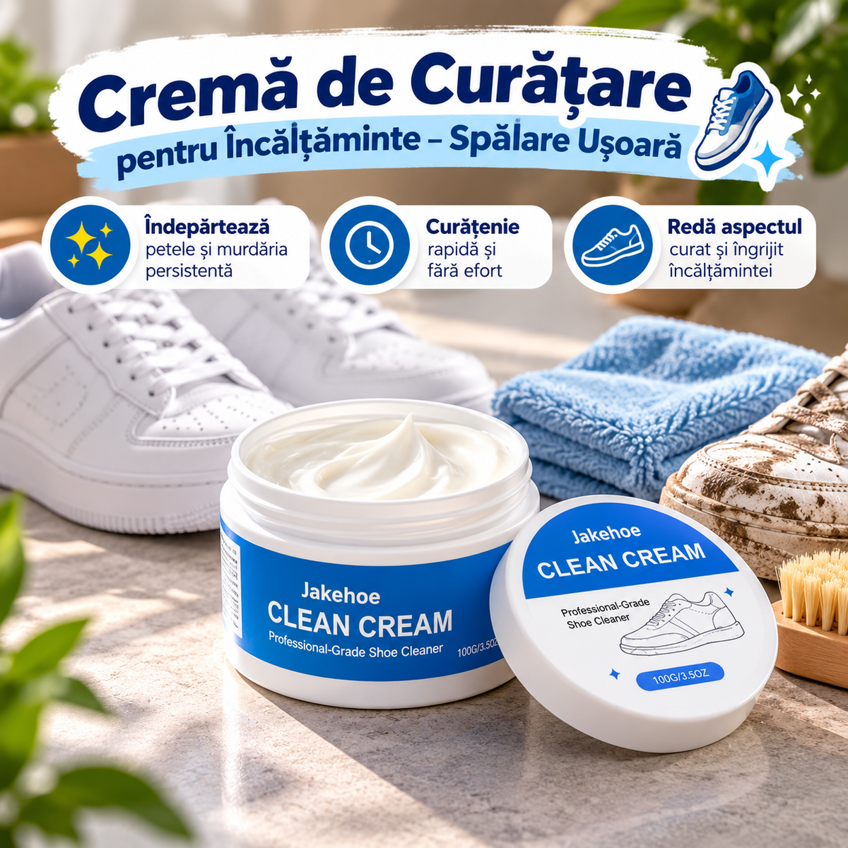 Cremă de Curățare pentru Încălțăminte – Spălare Ușoară 👟✨