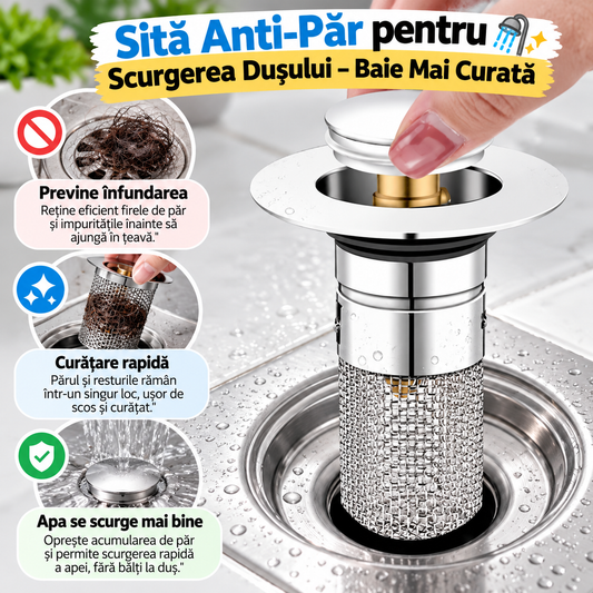 Sită Anti-Păr pentru Scurgerea Dușului – Baie Mai Curată🚿
